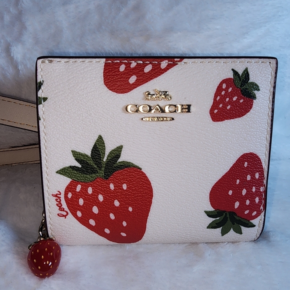 Coach Handbags - Coach Strawberry Print Wallet in White and Red